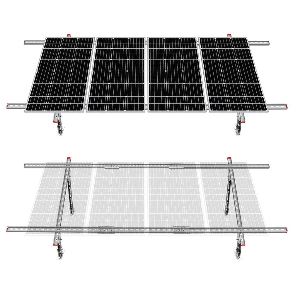 ECO-WORTHY 30�� to 45�� Adjustable Degree Solar Panel Mounting Brackets for 1-4 Pieces of Solar Panels, for Ground, Flat Roof, Cabins, Backyard Sheds