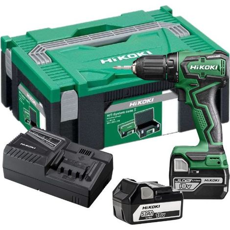 Hikoki – Perceuse-visseuse 18V avec 2 batteries 5,0Ah – Moteur sans balais – Couple 55Nm pour perçage bois et métal – Coffret de transport inclus — vue 1