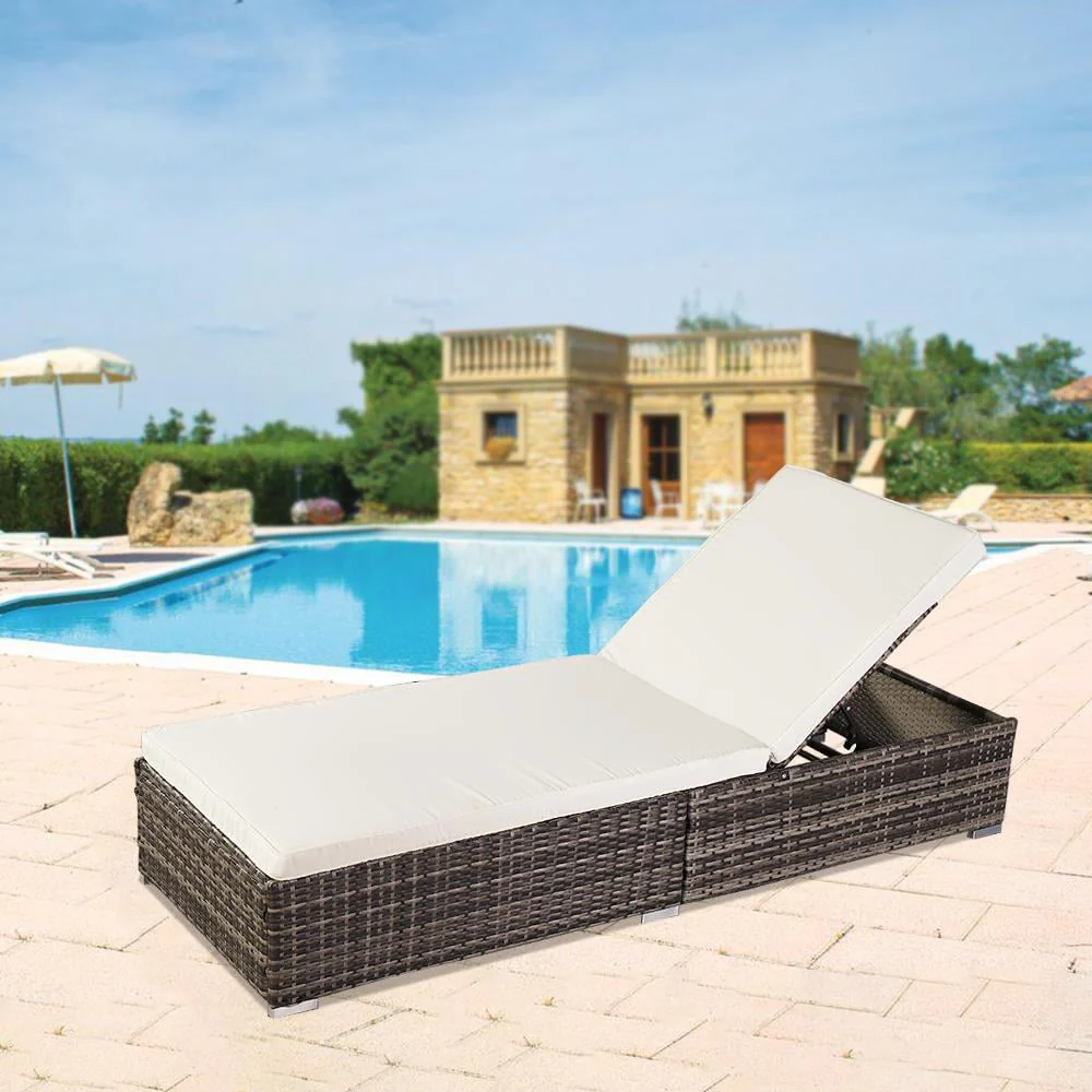 Outdoor Wicker Rattan Sunloungers Recliner Sun Bed Lounger Pool Garden - Image 2