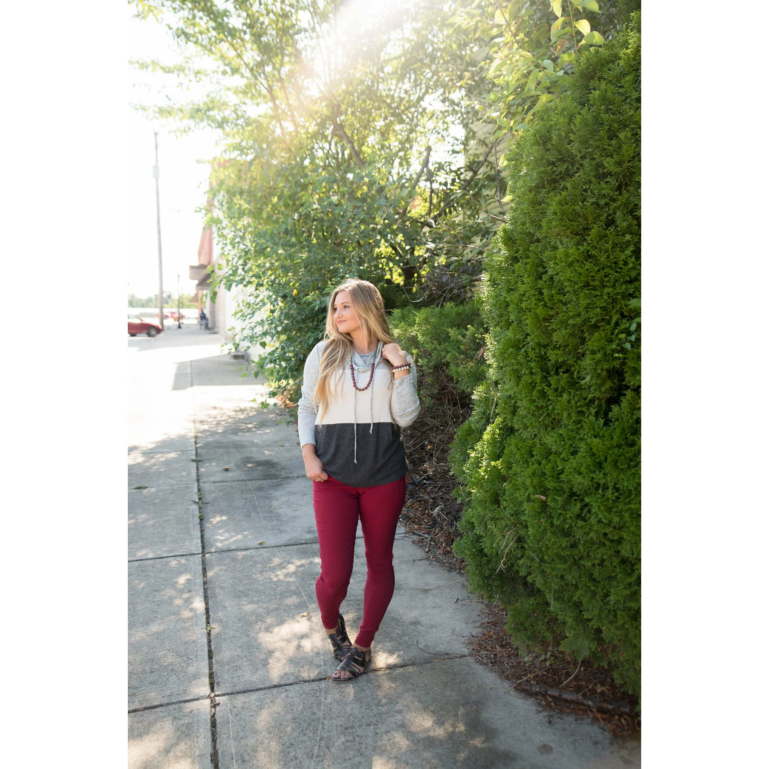 Grey Color Blocked Cowl Neck Sweatshirt