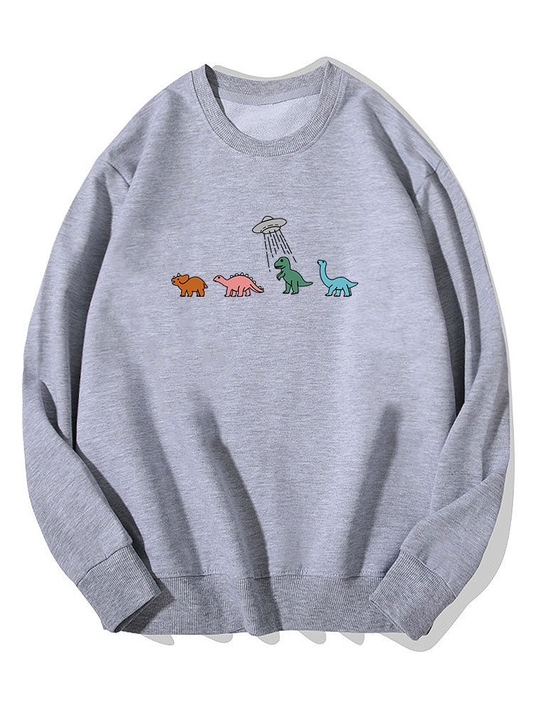 Sweat-shirt en coton à imprimé dinosaure de dessin animé
