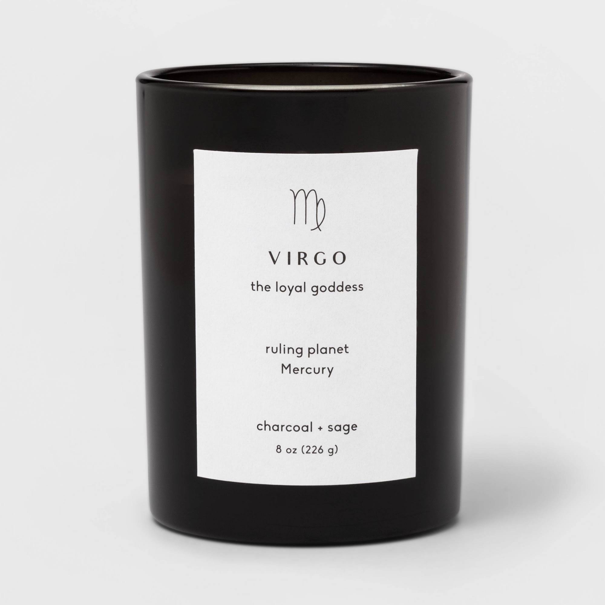 8oz Glass Jar Zodiac Virgo Candle Black - Project 62