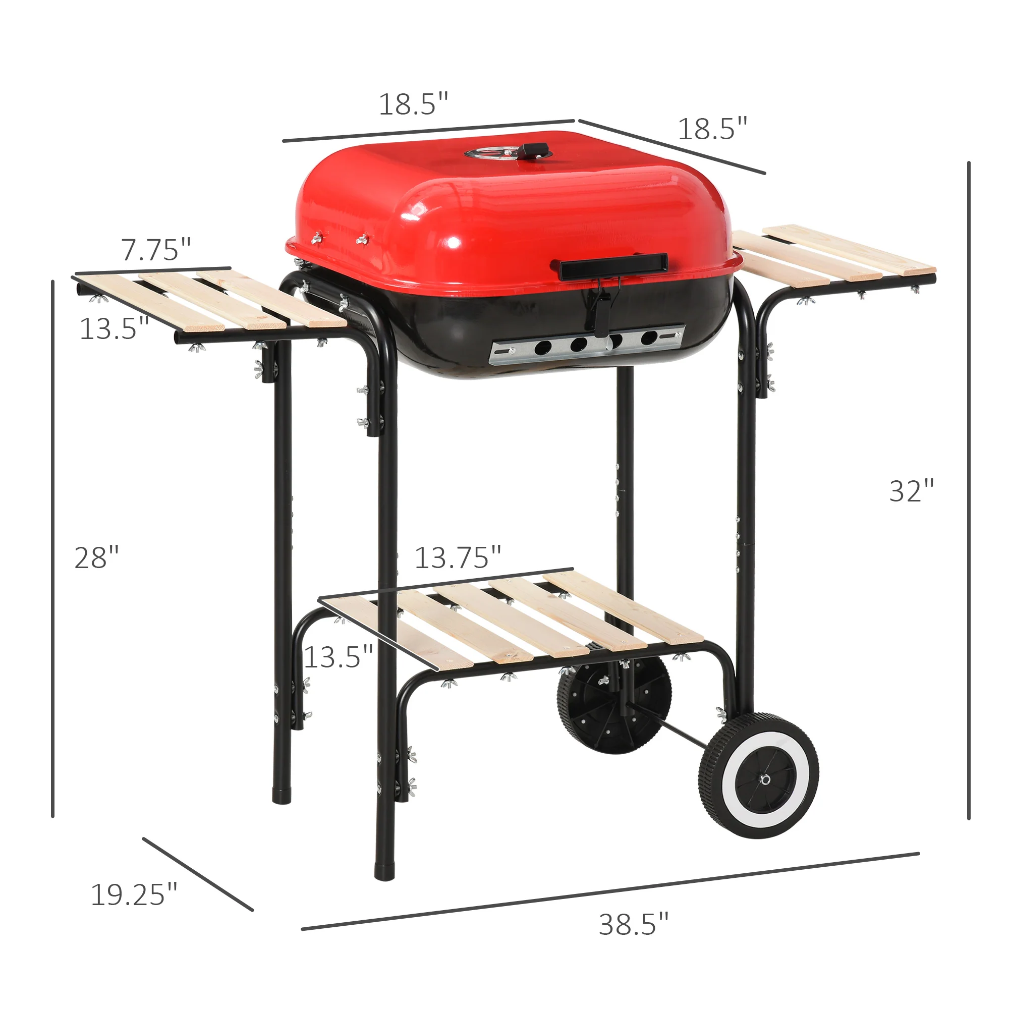 19�� Steel Porcelain Portable Outdoor Charcoal Barbecue Grill