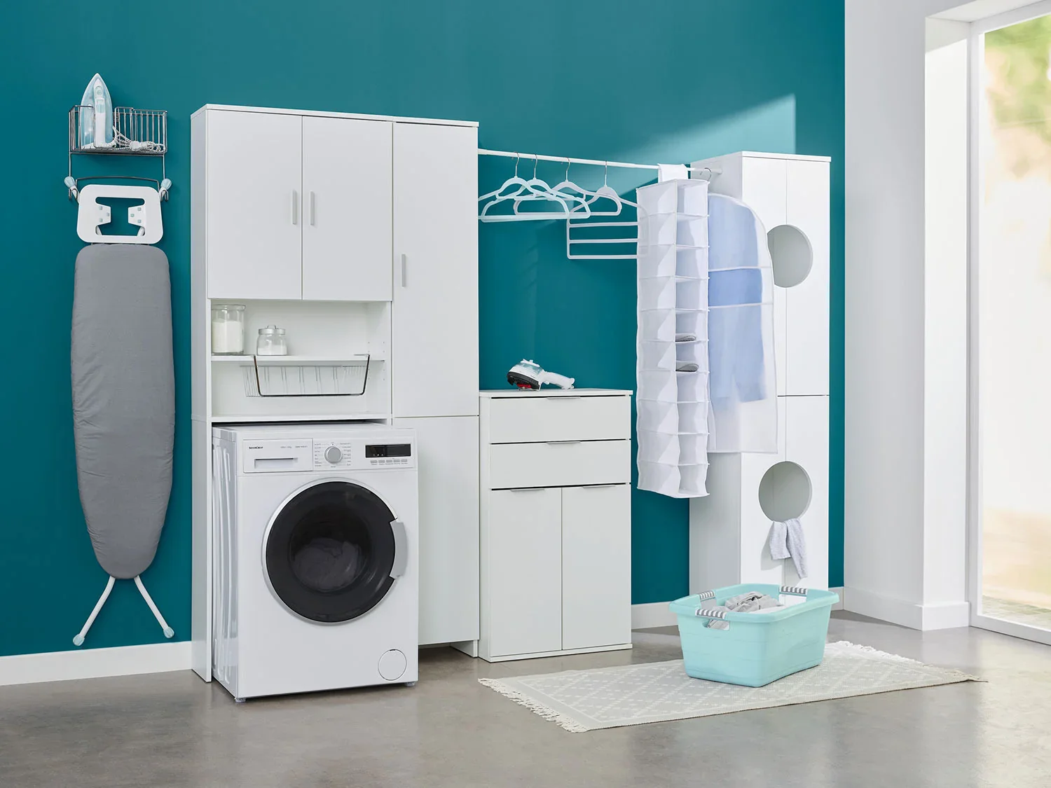 LIVARNO home Meuble pour lave-linge Liverpool, 64,5 x 190 x 25 cm, blanc