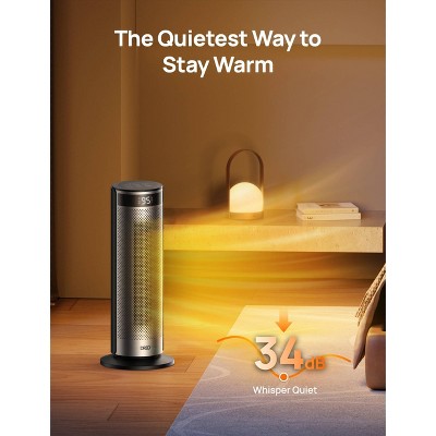 DREO 1500W Solaris Plus 20" Portable Oscillating Ceramic Space Heater for Home with Remote and Thermostat 12H Timer Silver