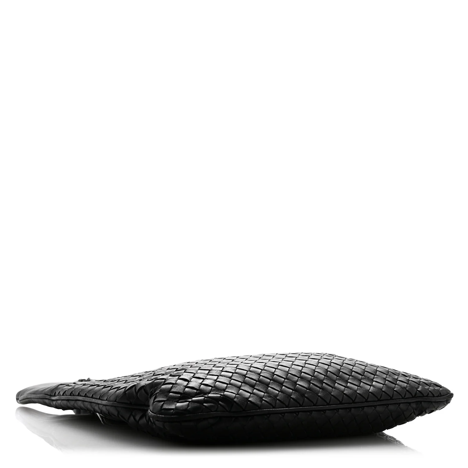 Nappa Intrecciato Flat Shoulder Bag Black