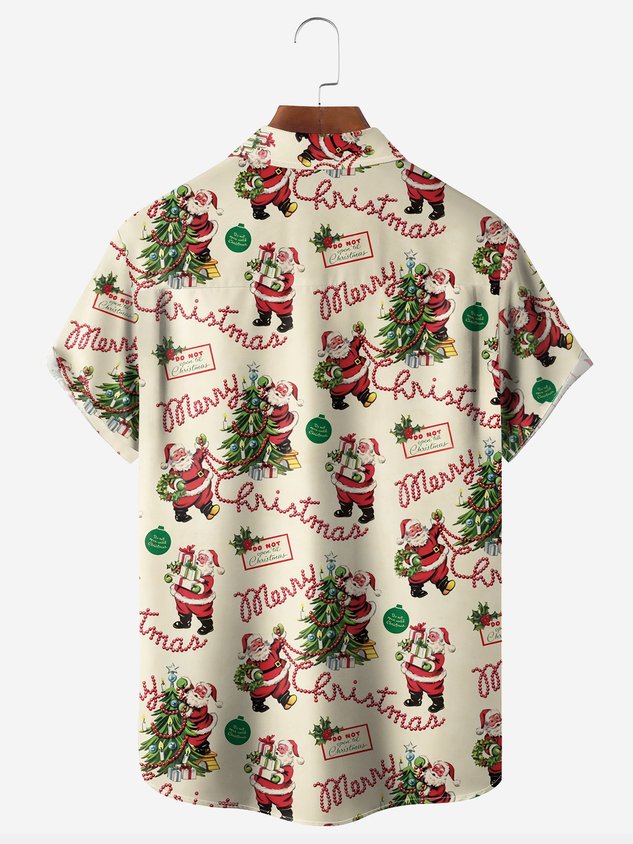 Chemise décontractée à manches courtes et poche poitrine pour Noël