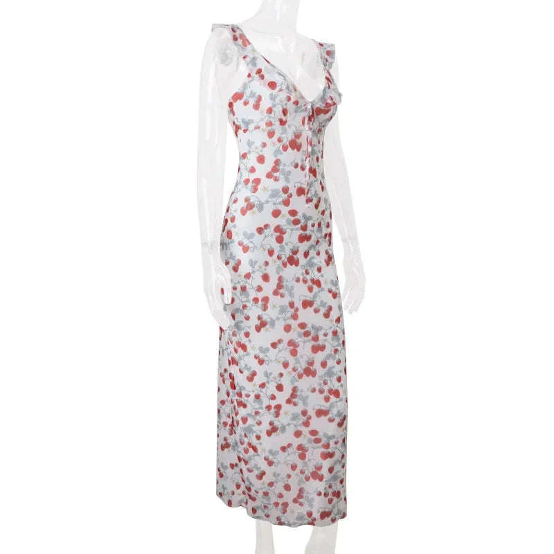 Robe Maxi Dos Nu Plongeant Fleurie Mode Été