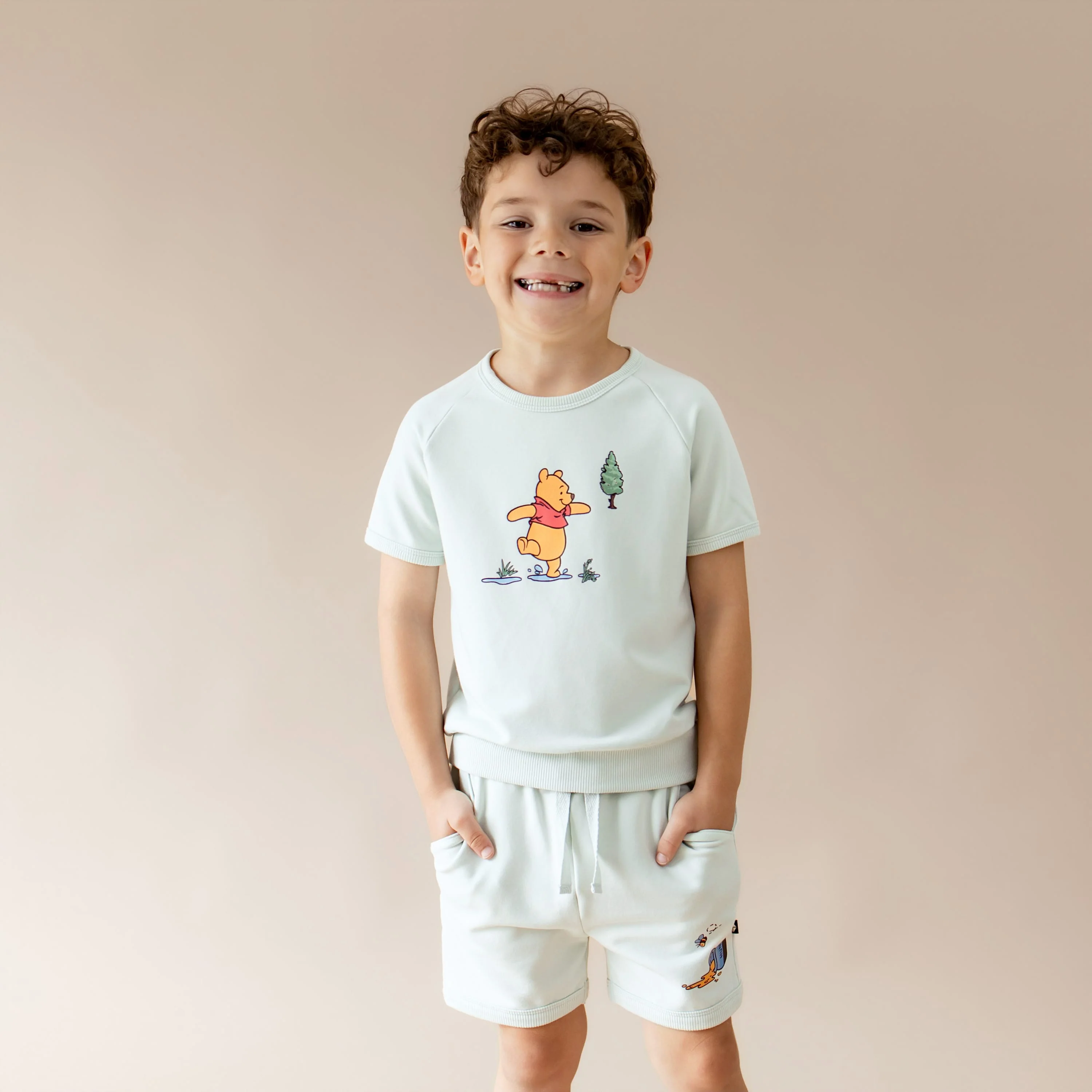 Short Sleeve Jogger Set in Winnie the Pooh on Dew