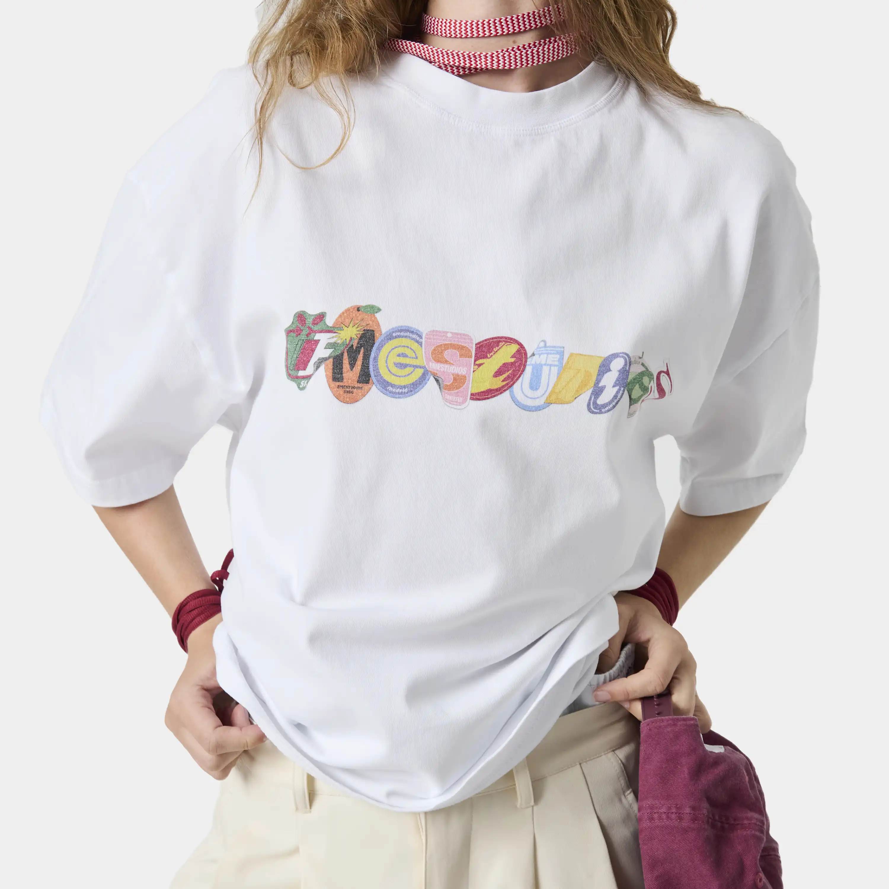 Stickers White Oversized Tee