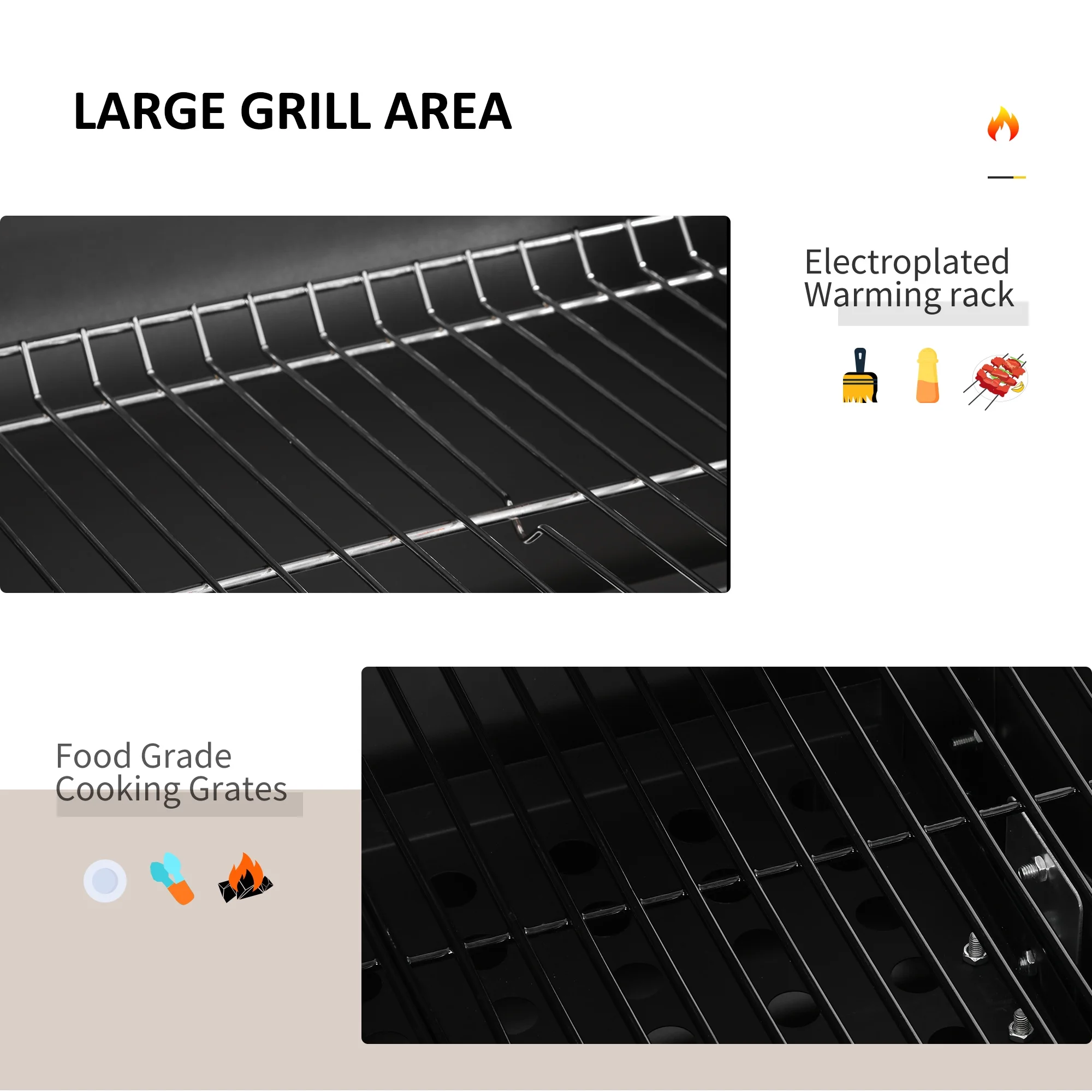 Portable Charcoal Grill, Stainless Steel, Thermometer and Side Burner, Gray - Image 3