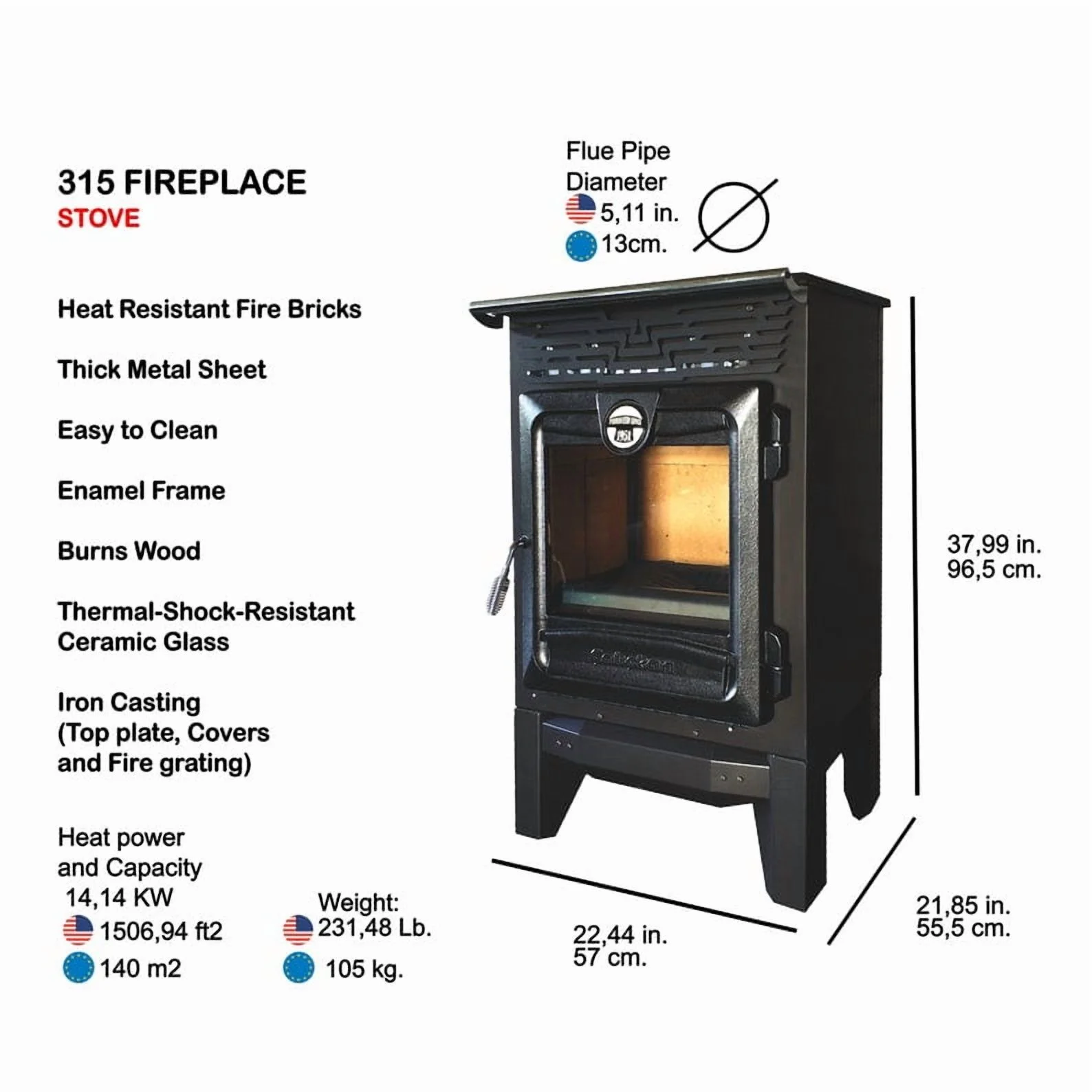 Indoor Multifunctional Wood Burning Stove with Box, Overtop Cooking Stove, Wood Burning Stove, Fire Pit, Tiny House, Fire Place, Farm House(Stove) - Image 10