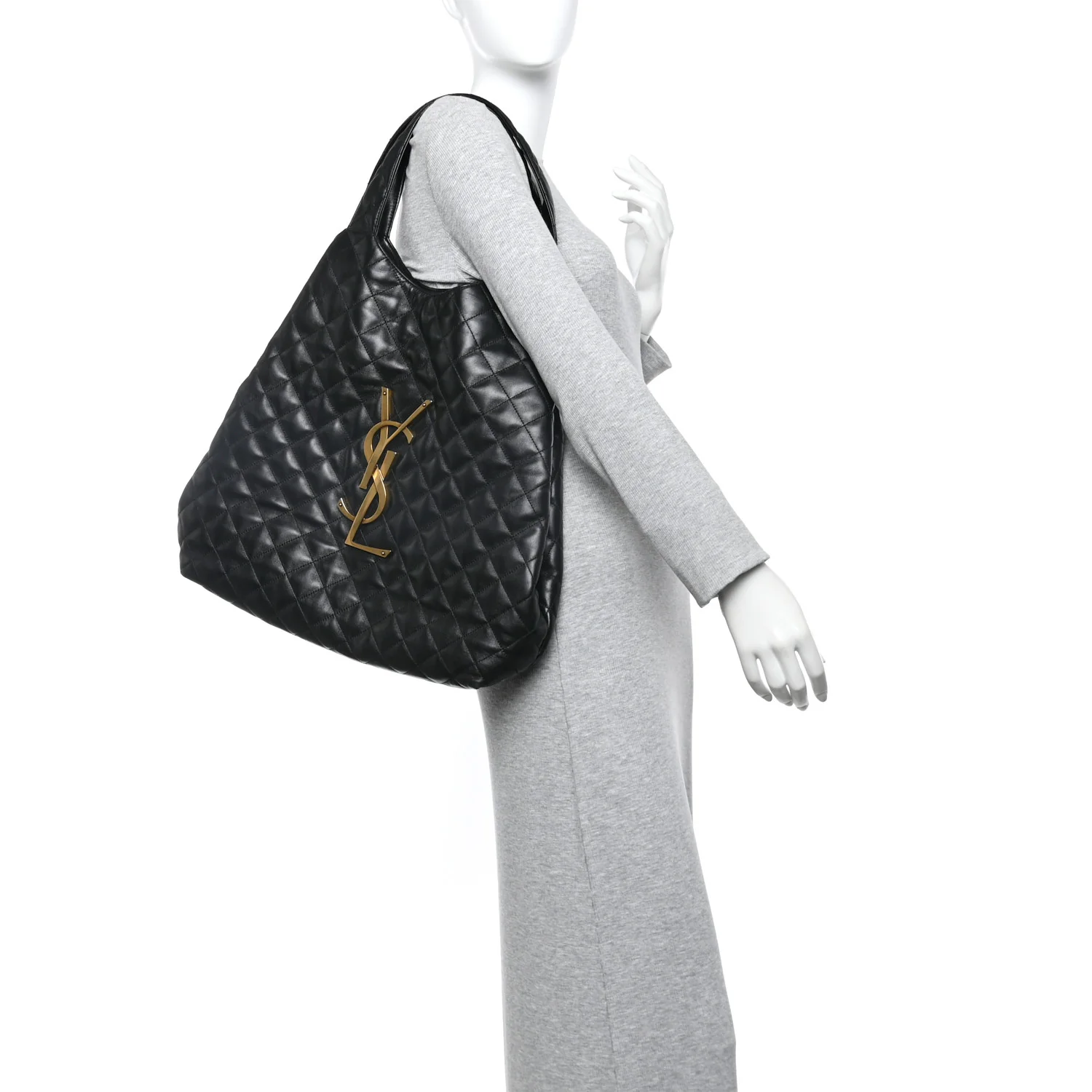 Lambskin Quilted Maxi Icare Shopping Tote Black