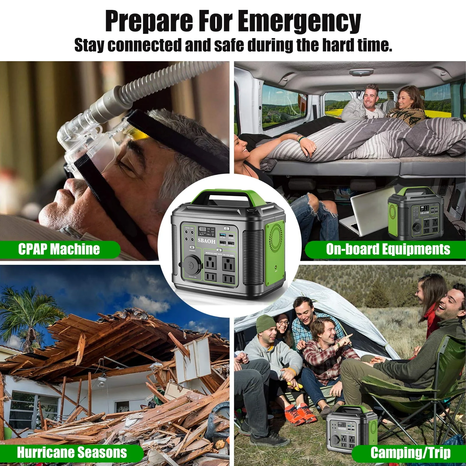 300W Portable Power Station, 296Wh 80000mAh Outdoor Solar Generator Quick Charge 110V AC Outlets DC Ports for Home Backup, Outdoor RV Camping, Emergency Lithium Battery, Power Outages,Black - Image 6