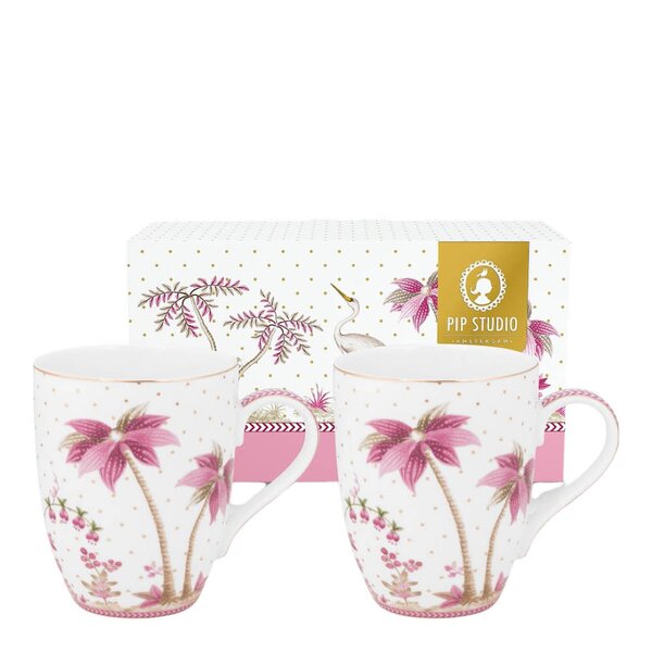 Jolie Dots krus stor 36,5 cl 2 stk gull/rosa