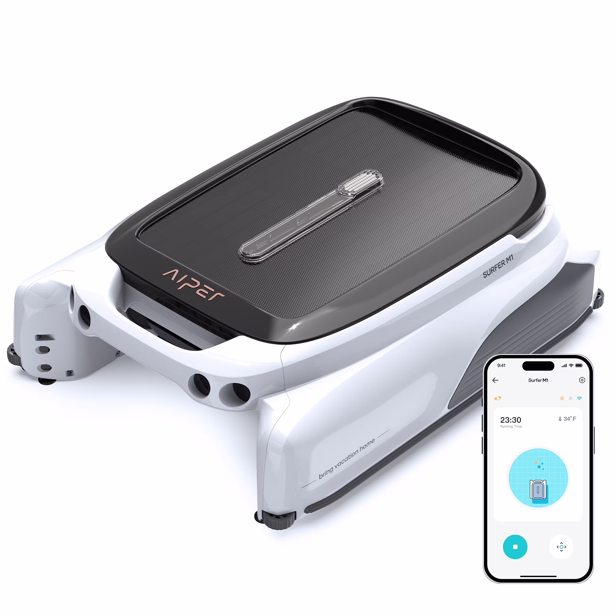 Surfer M1 Automatic Pool Skimmer Robotic Surface Cleaner with App Control Solar Powered