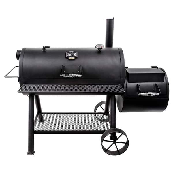 Longhorn Reverse Flow Offset Charcoal Smoker Grill in Black with 1,060 sq  in  Cooking Space
