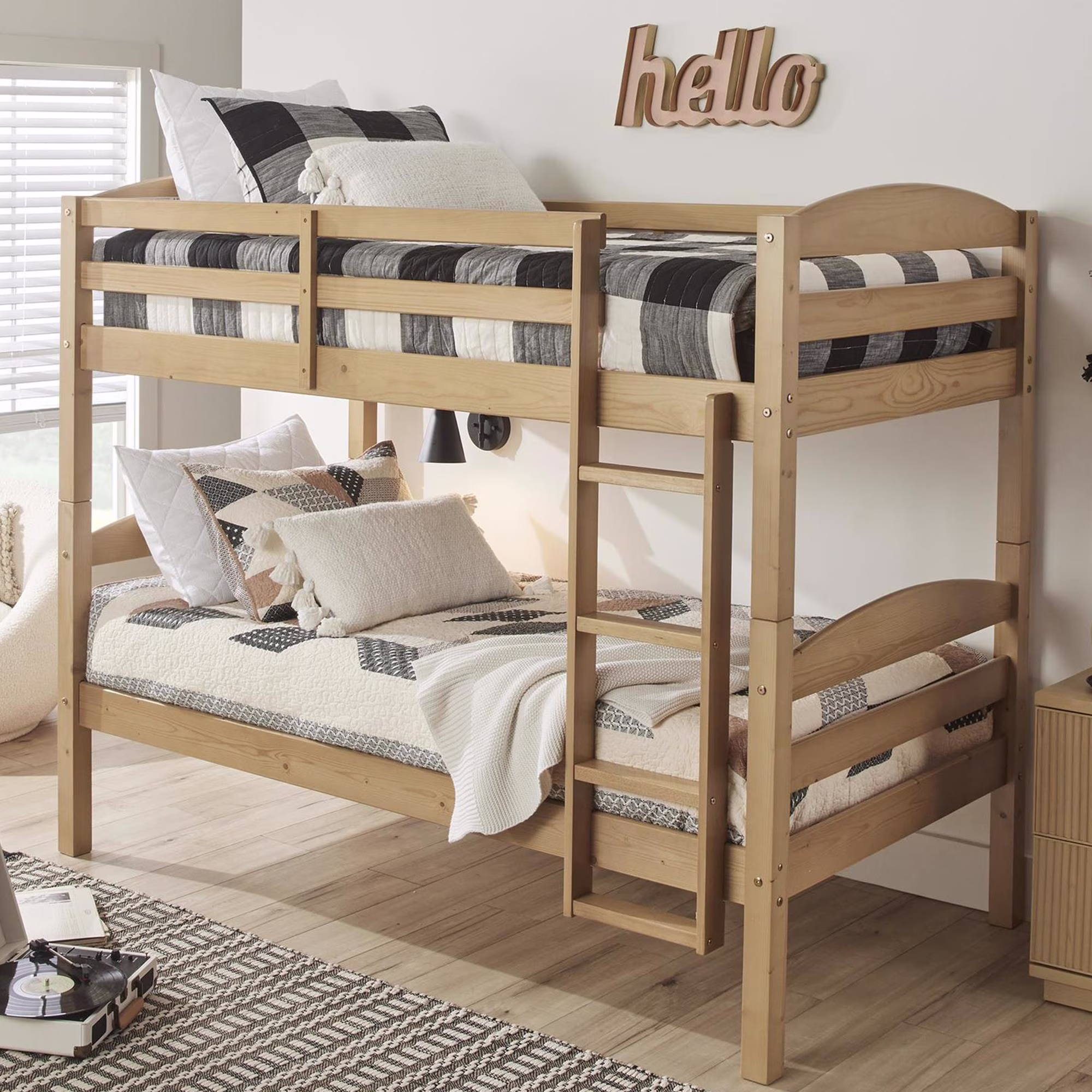 Better Homes & Gardens Leighton Solid Wood Twin-over-Twin Convertible Bunk Bed, Vanilla