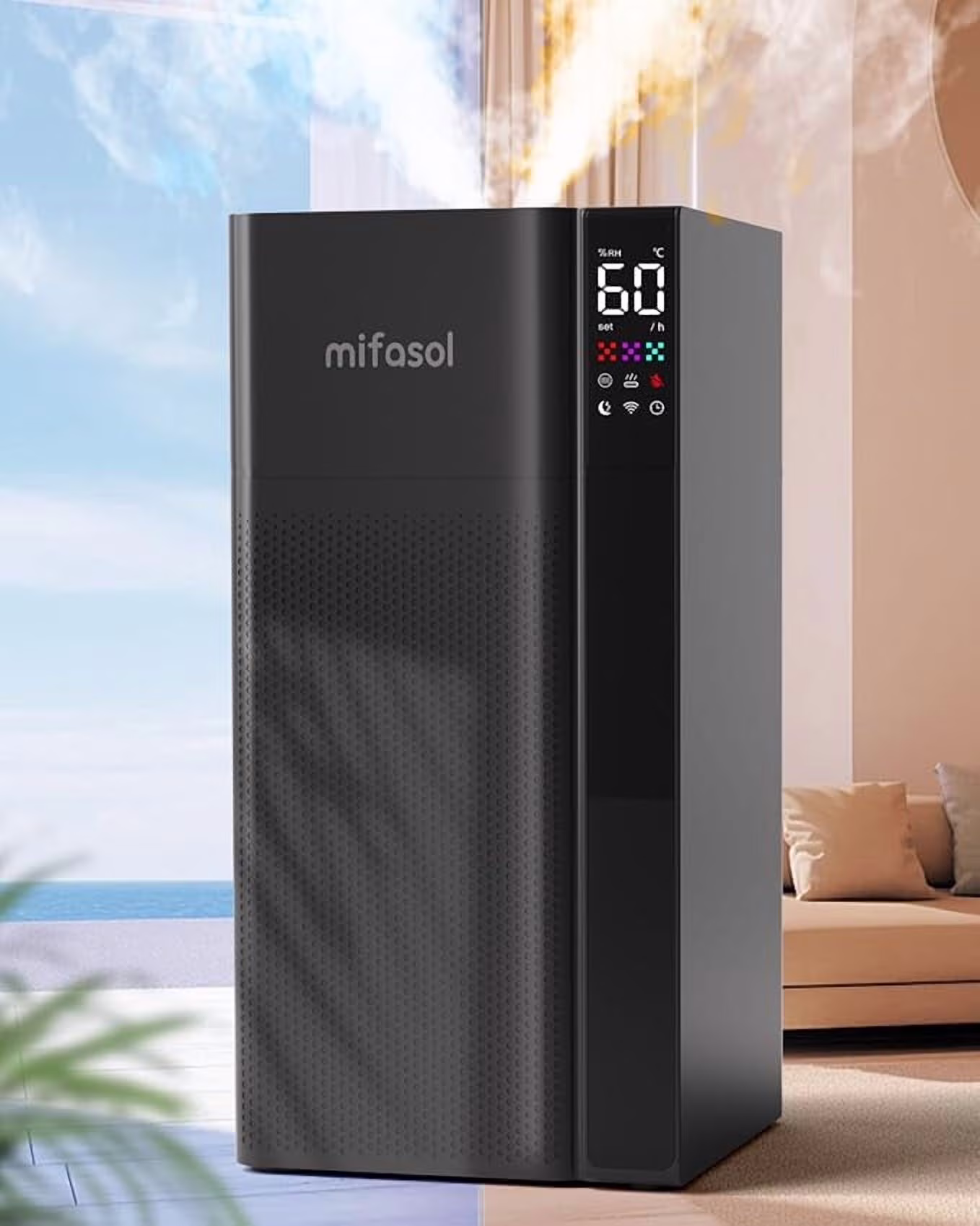 Warm and Cool Mist Humidifier Large Room, 5.3gal/20 L Whole House Humidifiers for Home, Top Fill, Black