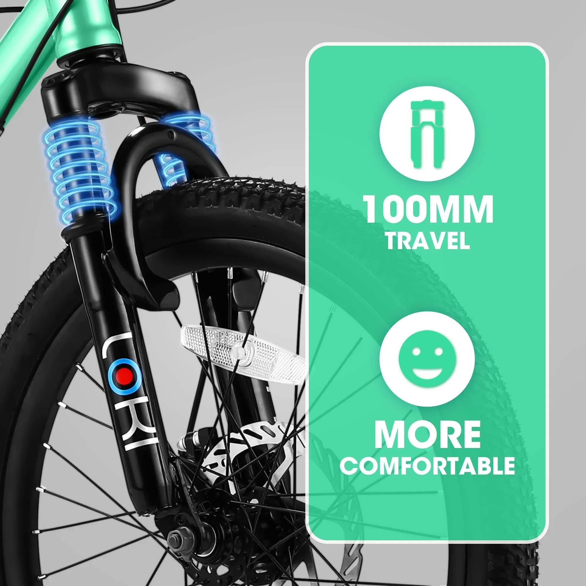 iYofe 20 Mountain Bike for Boys Girls, Bicycle for Kids with SHIMANO 7 Speed, Shock Absorbing Front Fork, Lightweight Bikes with V-Brakes for Outdoor Adventure, Blue
