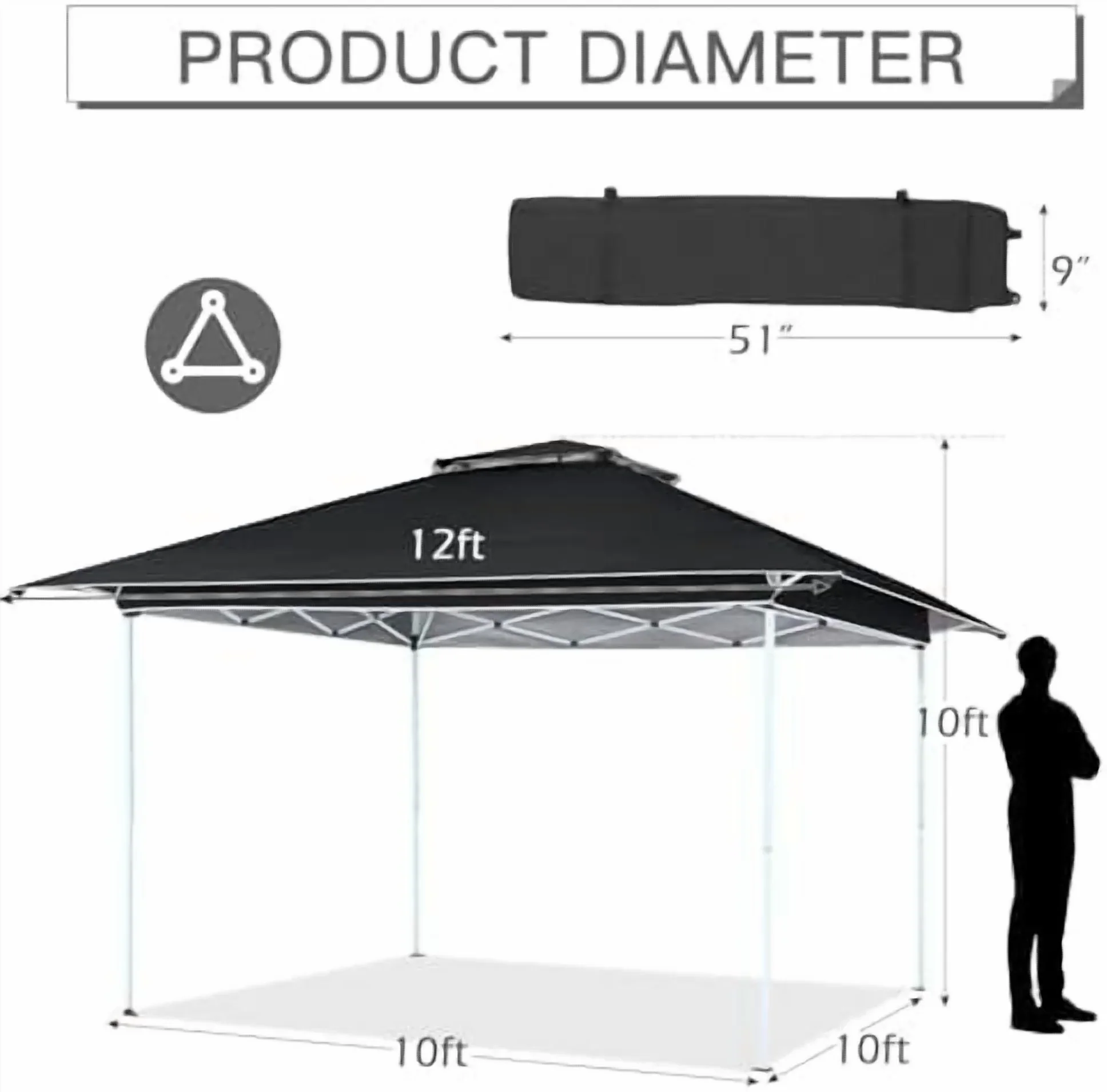 Pop Up Tent Canopy, Waterproof Canopy with Net and UV Resistant, Sidewalls Instant Shelter Canopy Tent with Carrying Roller Bag for Garden, Grill and Backyard (White)