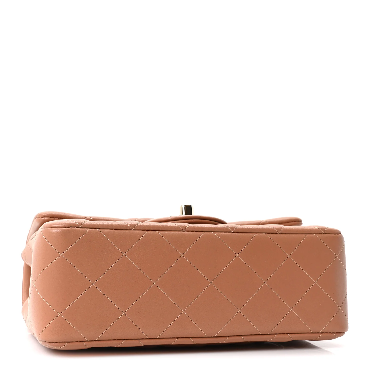 Lambskin Quilted Mini Rectangular Flap Brown
