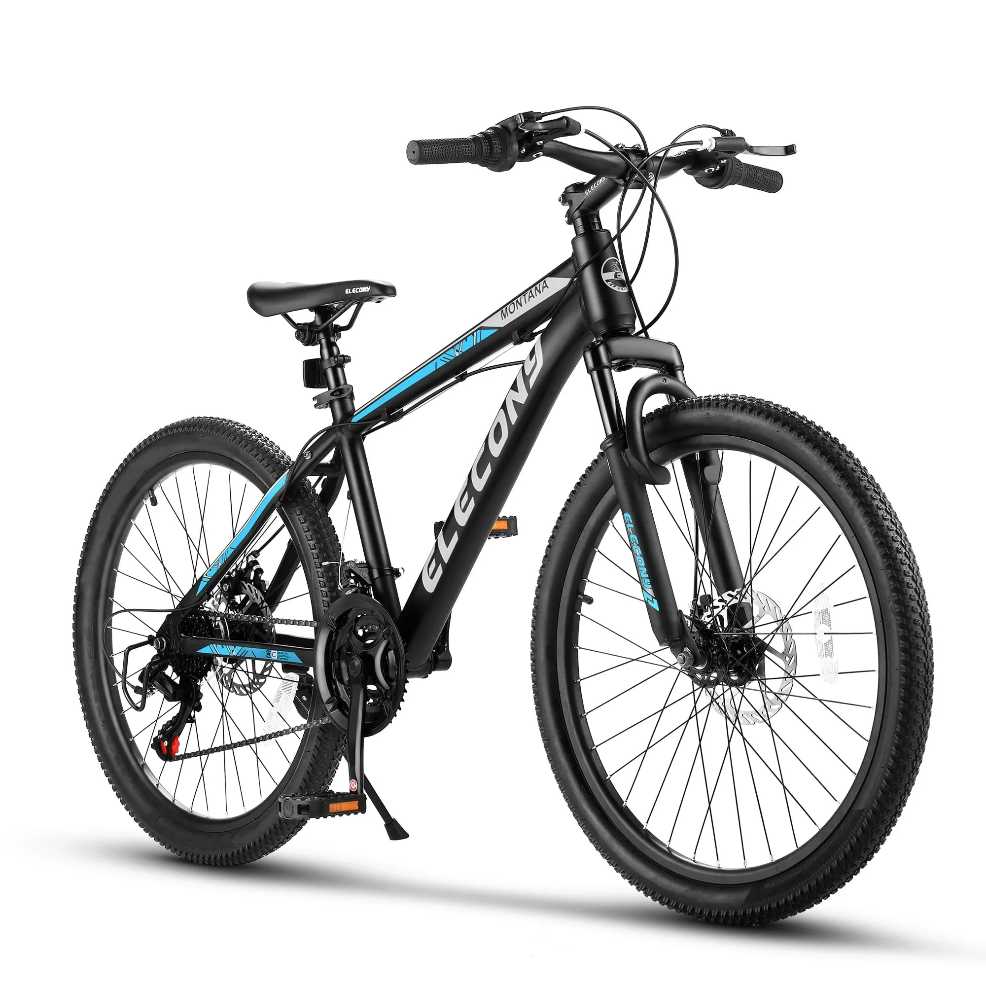 Ecarpat 26 Inch Wheels Mountain Bike, Mens Womens 26 Inch, 17 Height Aluminum Steel Frame, 21 Speed Disc Brakes Front Suspension, Youth Boys Girls Adult Bicycles Black