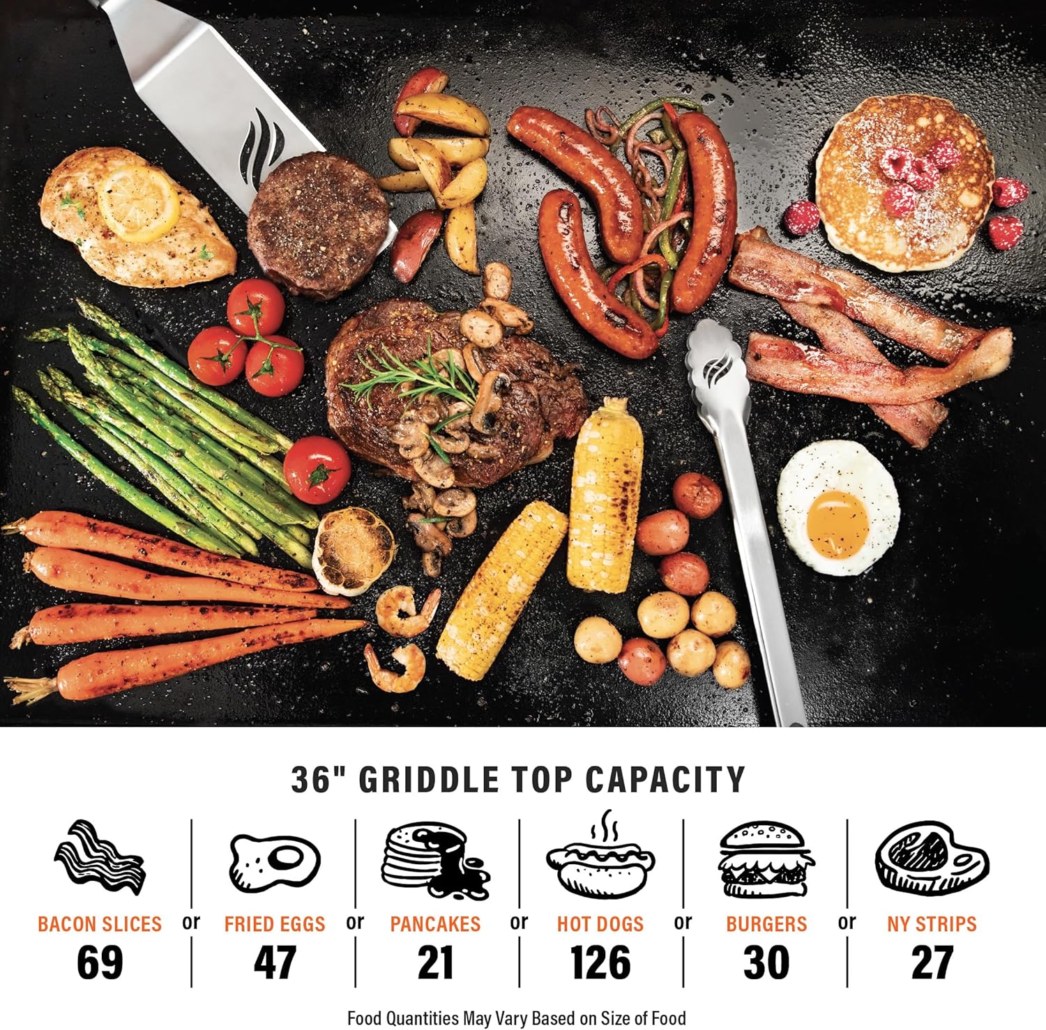 Iron-forged 36" Omnivore Griddle - Premium Powder-coated Steel with Reinforced Hood, Black Finish