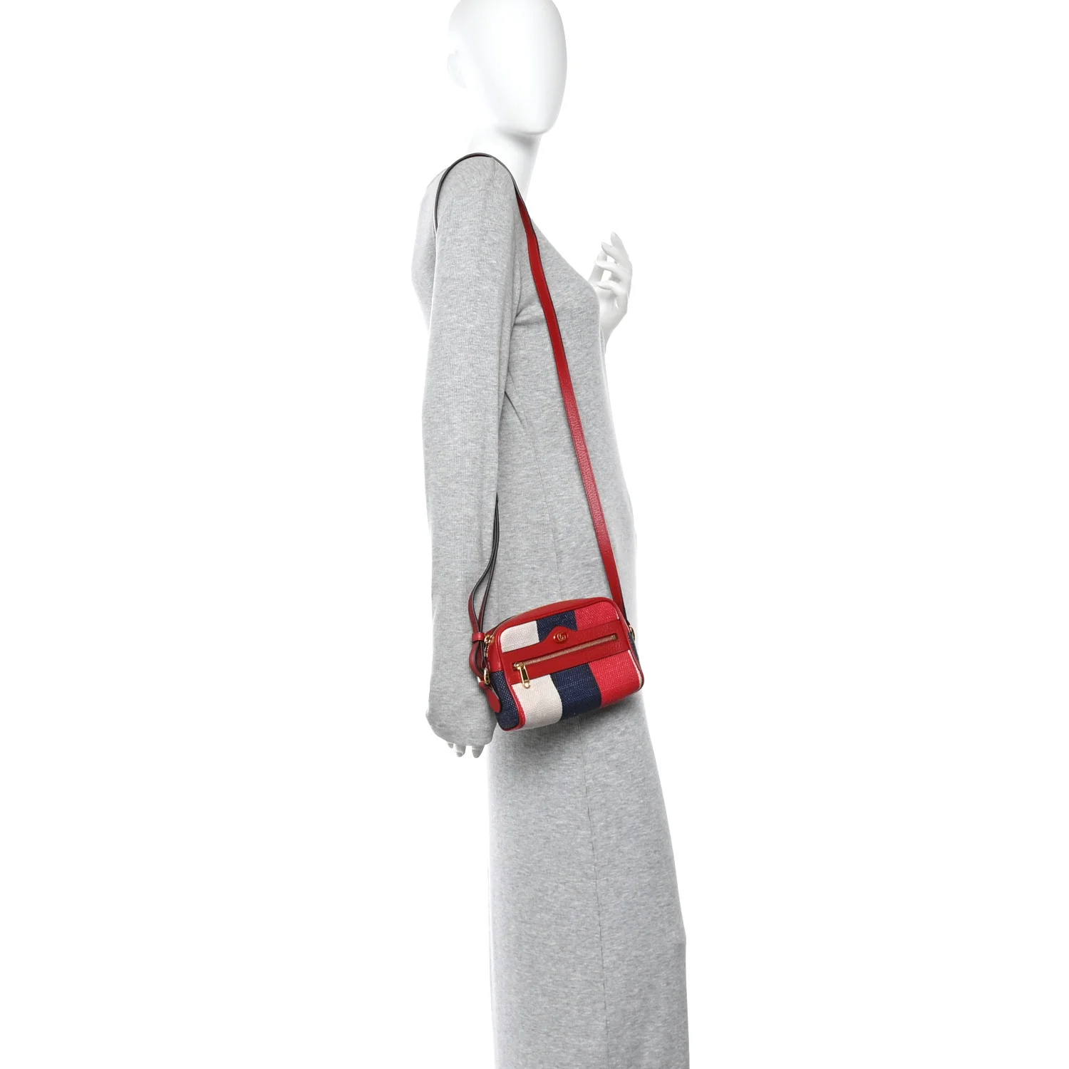 Canvas Sylvie Stripe Mini Ophidia Camera Bag Mystic White Hibiscus Red Maritime