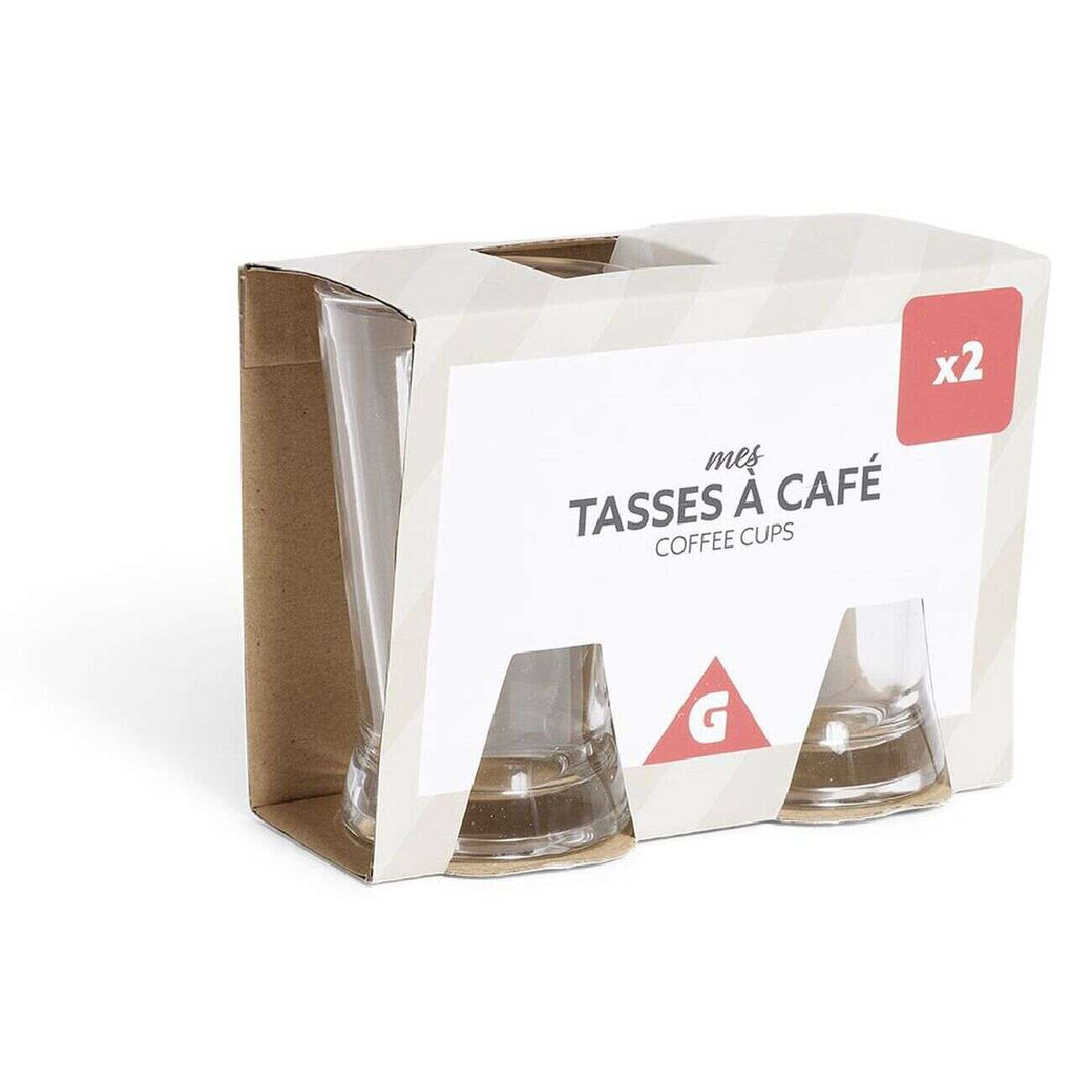 Lot de 2 tasses à café 170ml verre transparent