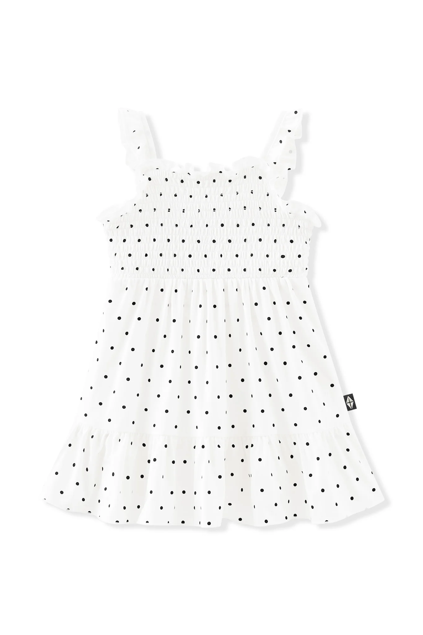 Smocked Dress in Midnight Polka Dot