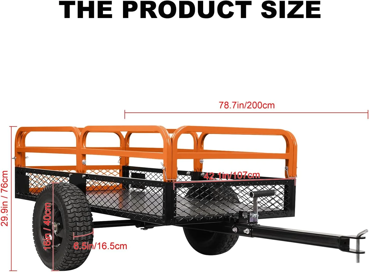 Heavy Duty Steel ATV Trailer, 1600 lb Dump Cart, 15 Cubic Feet, Removable Sides, for Riding Lawn Mower Tractor