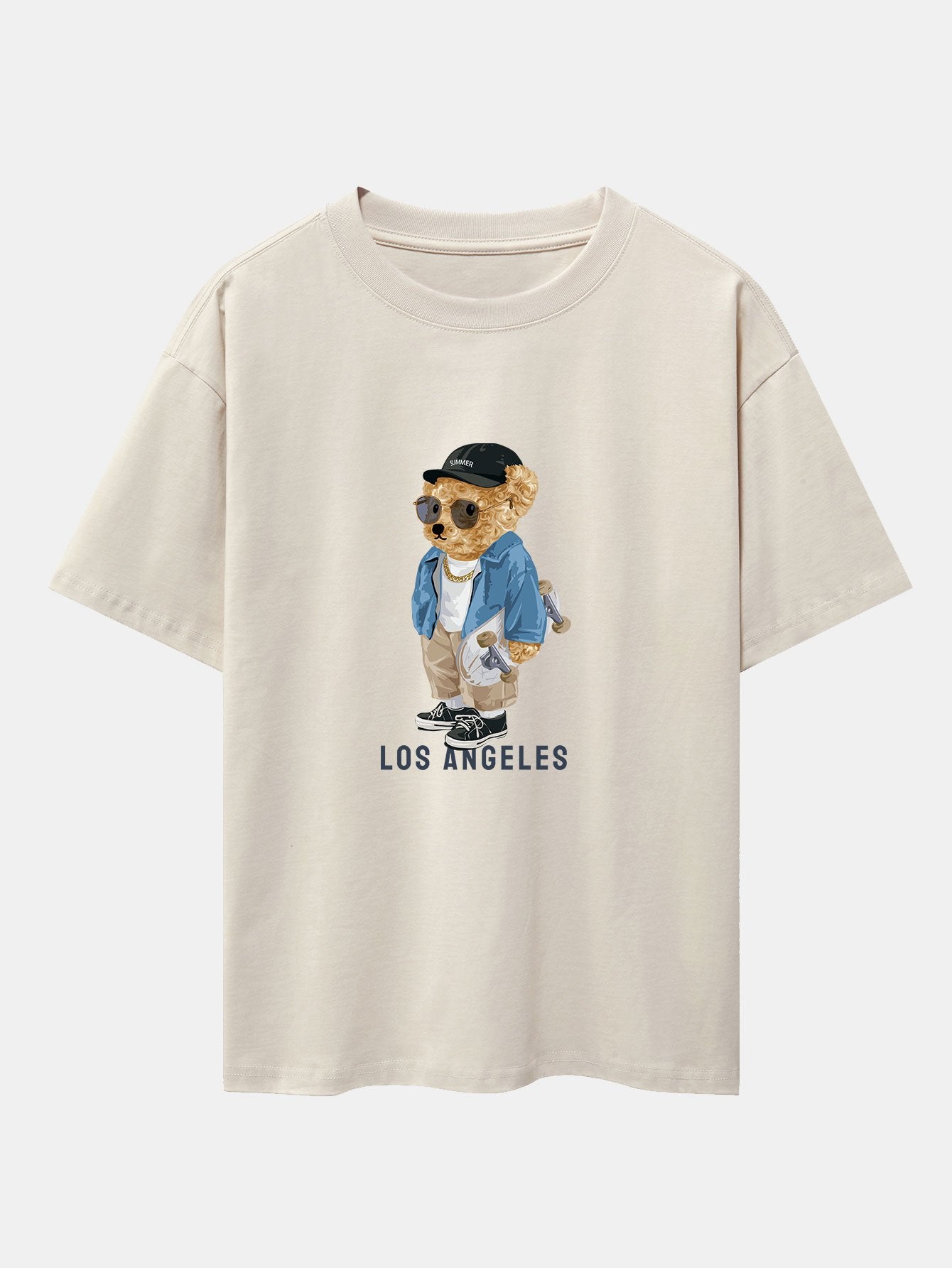 T-shirt oversize épais à imprimé ours skateur Los Angeles