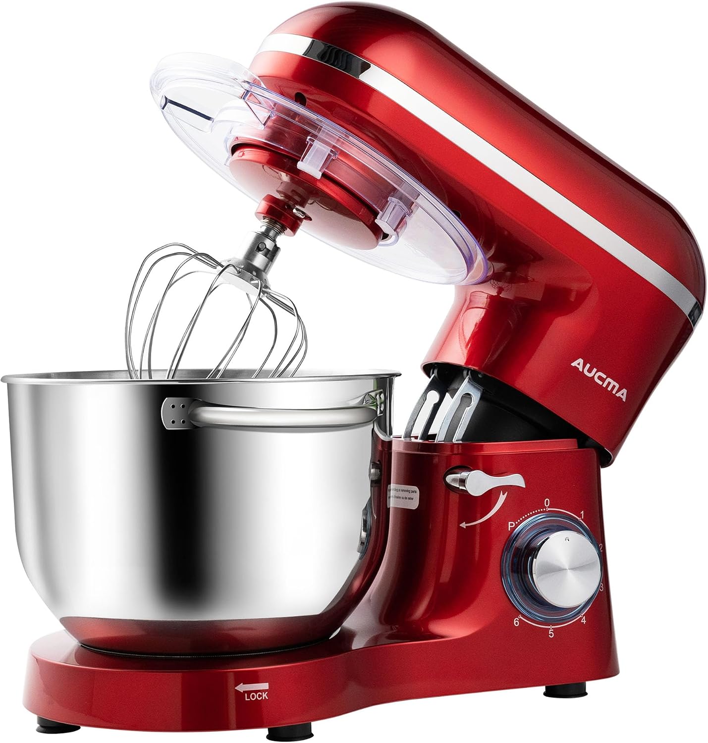 Aucma Stand Mixer, 6.5-QT 660W 6-Speed Tilt-Head Food Mixer, Kitchen Electric Mixer with Dough Hook, Wire Whip & Beater (Black, 6.5QT)