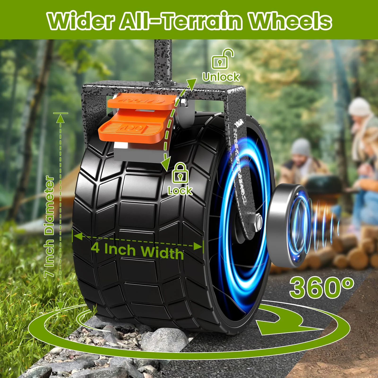 300L Foldable Wagon Cart with Wheels, 440lbs Heavy Duty Beach Wagon for Sand Sports Camping Grocery, Black Gray - Image 7