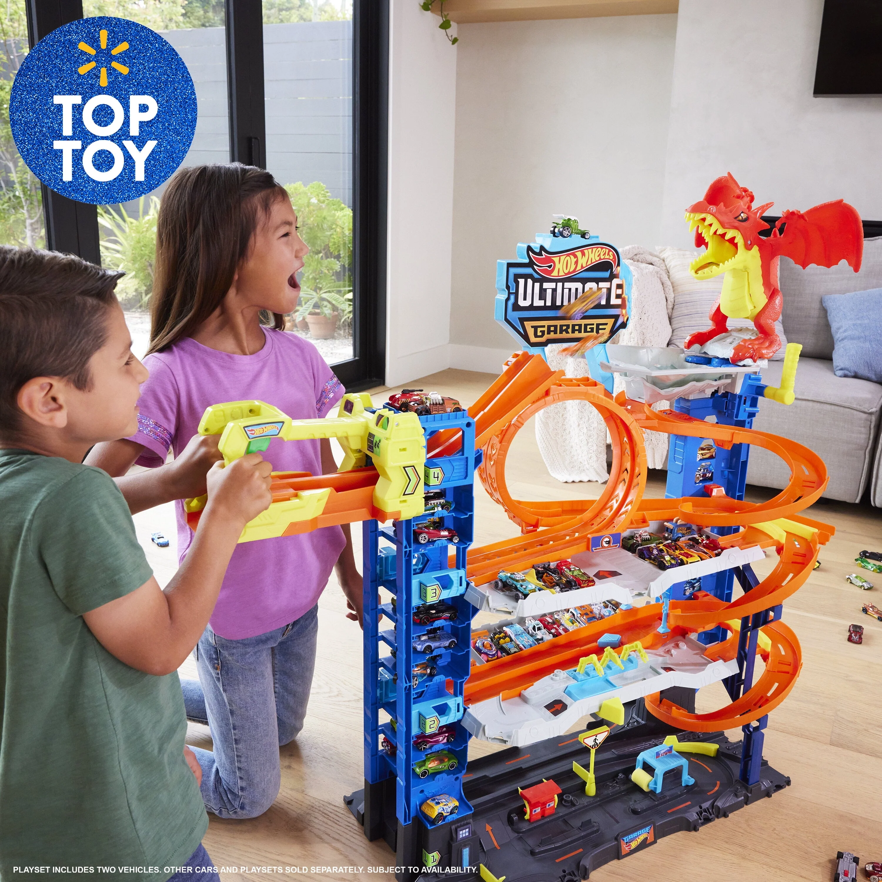 City Ultimate Garage Playset with 2 Die Cast Cars, Toy Storage for 50+ Cars Image 2