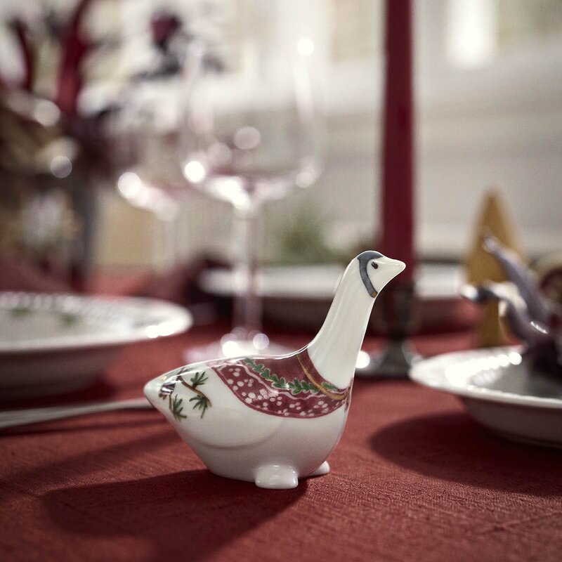 Hammershøi Christmas gås 8 cm hvit m/dekor