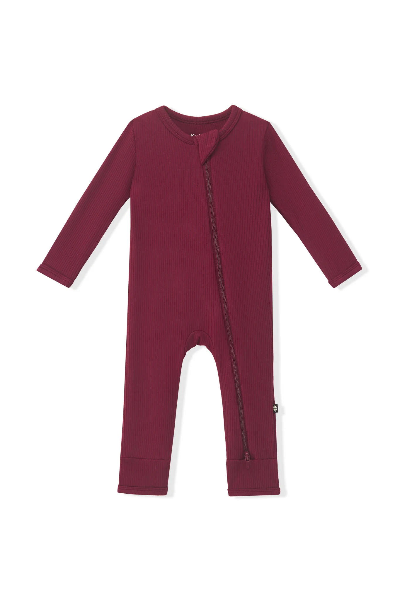 Ribbed Zipper Romper in Burgundy