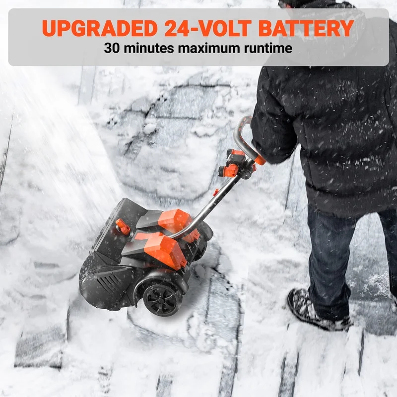 48V 16-inch Cordless Snow Shovel with Wheels,Electric Snow Blower with LED Lights, 2 Batteries Dual Quick Charger Included for Driveway - Image 3