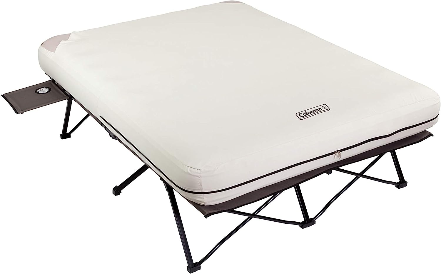 Lit de camp Coleman avec matelas gonflable et pompe intégrés, lit de camp pliant et matelas gonflable avec table d'appoint et pompe à piles