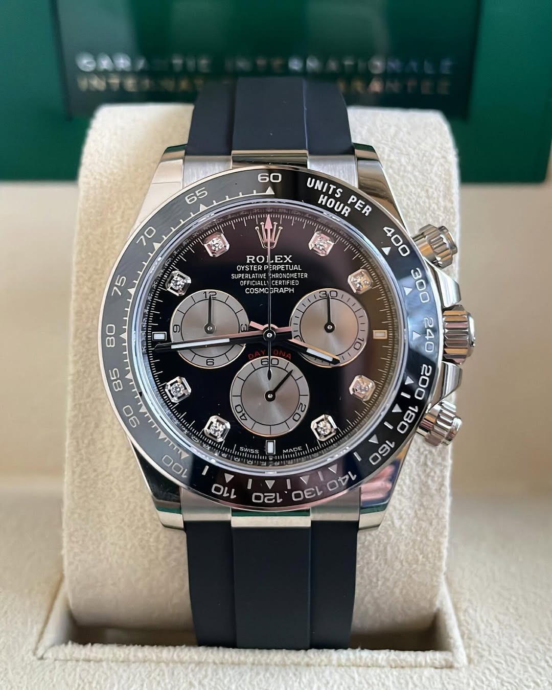 [Super Clone]Daytona White Gold / Ceramic / Black / Diamond-Set / Oysterflex  m126519ln-0004