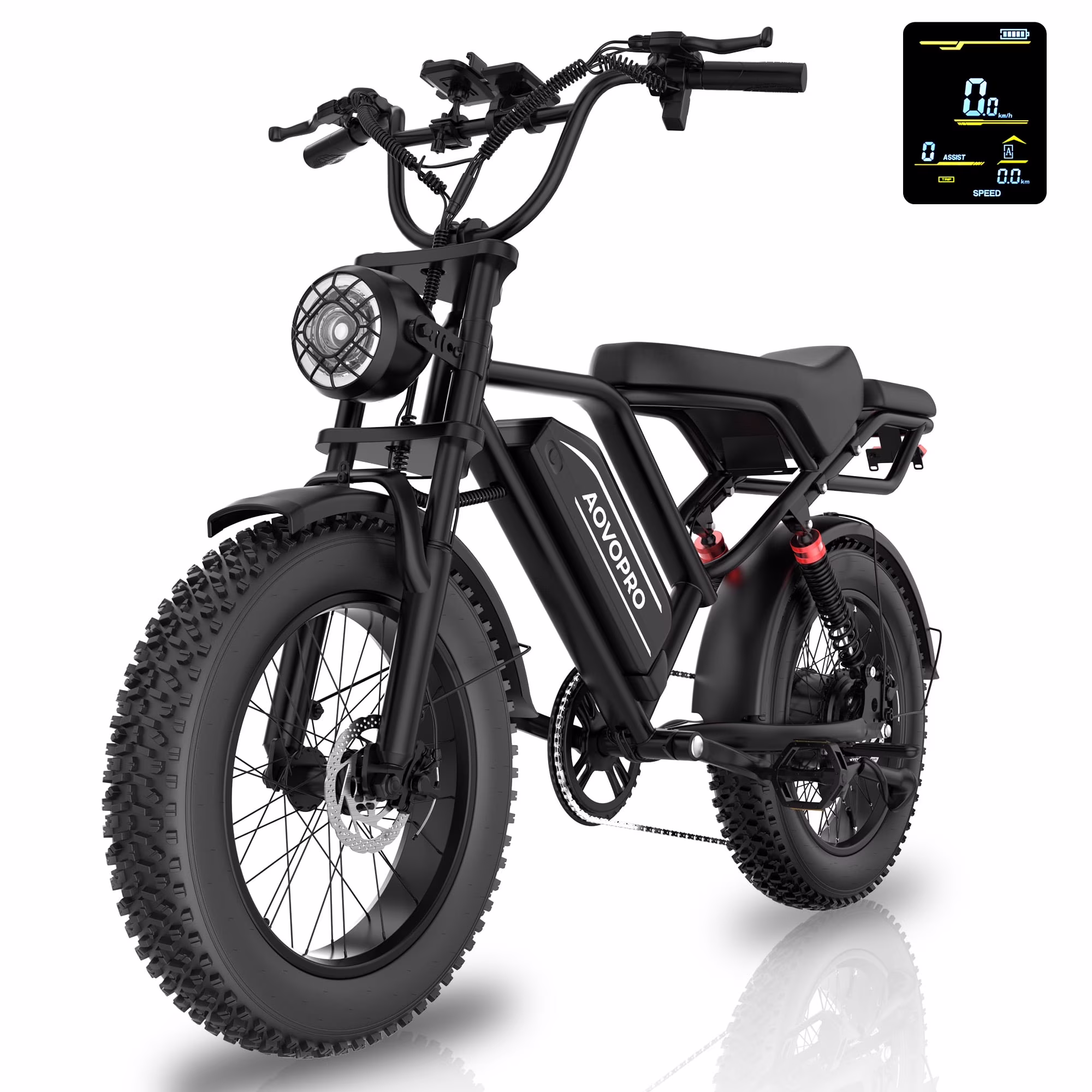 AOVOPRO AP20 Electric Bike for Adults 20 X 4.0 Fat Tire, 750W Off - Road E Bike, E - Mountain Bike 48V 15.6AH UL2849