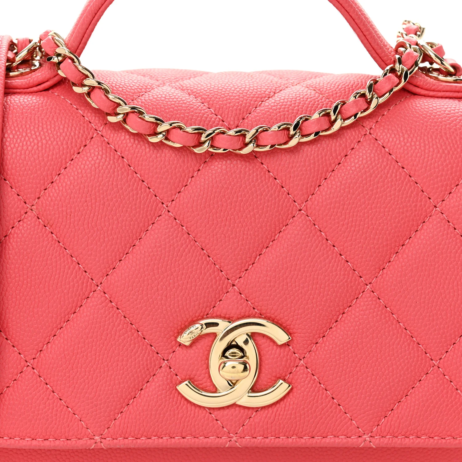 Caviar Quilted Small Business Affinity Flap Coral