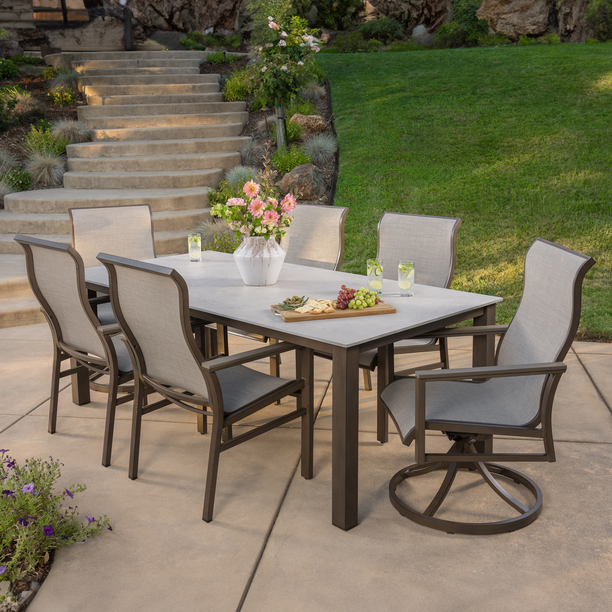 Sunvilla Nichols 7 - Piece Sling Outdoor Patio Dining Set