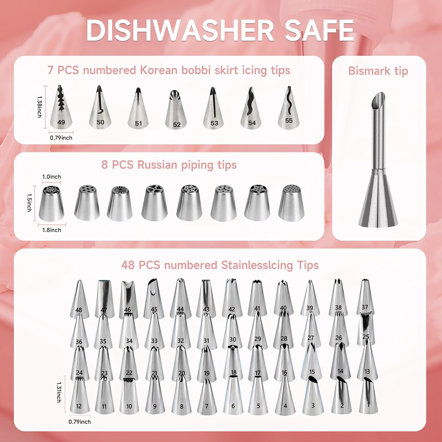 Cake Decorating Kit, 137pcs Cake Decorating Supplies with Cake Turntable for Decorating, Pastry Piping Bag, Russian Piping Tips Baking Tools, Cake Baking Supplies for Beginners (Light Pink)