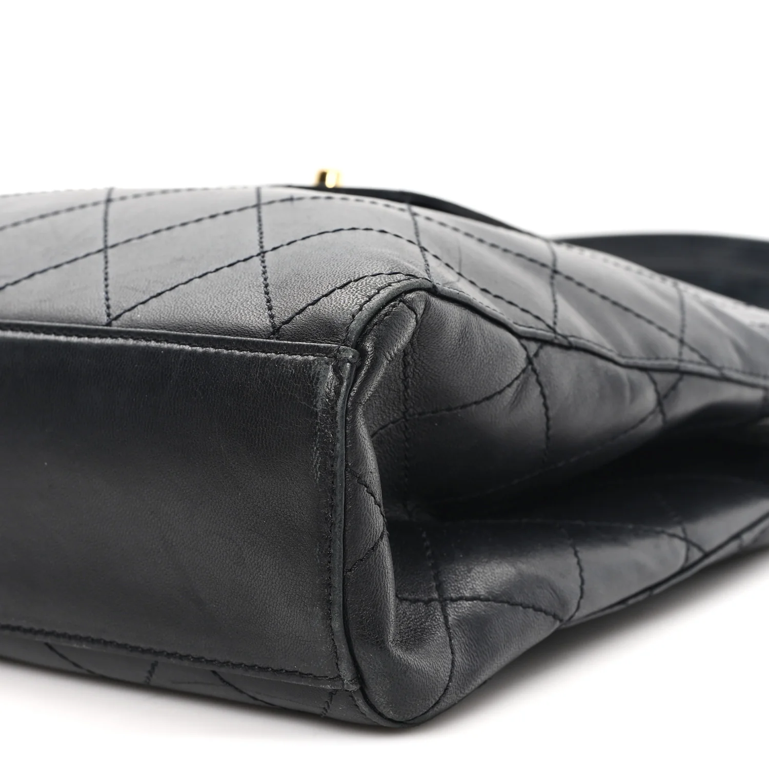 Lambskin Quilted CC Flap Shoulder Bag Black