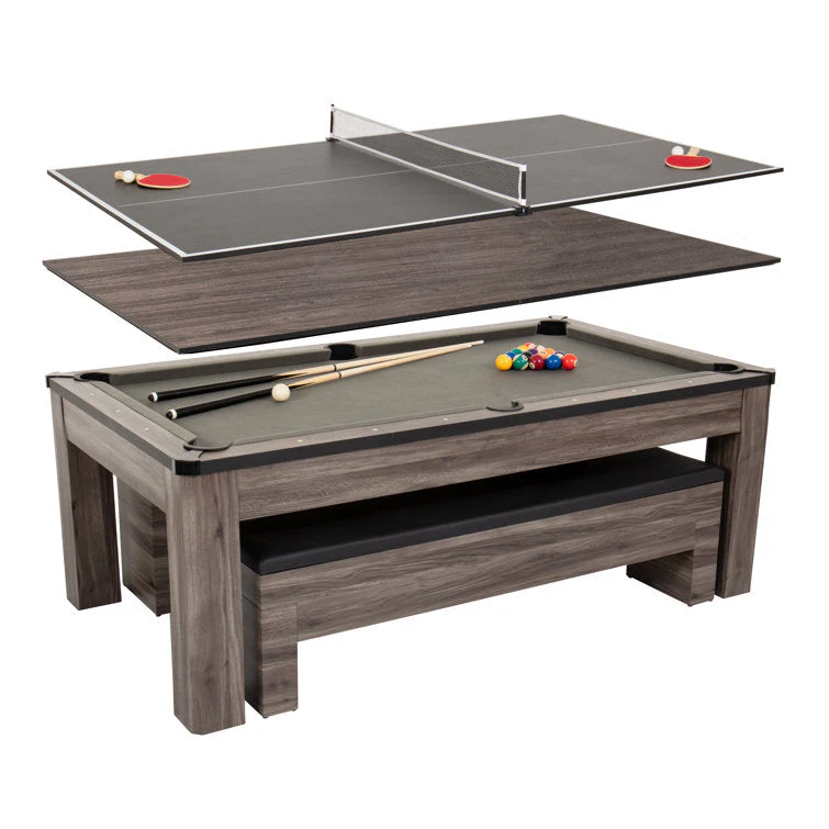 Table combinée 3 en 1 de 2,13 m (7 pi) comprenant billard, ping-pong et table à manger (modèle 2025).