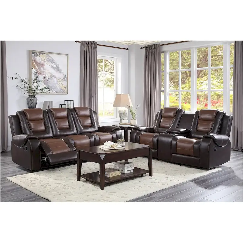 Grete Brown Luxury Faux Leather Living Room Collection