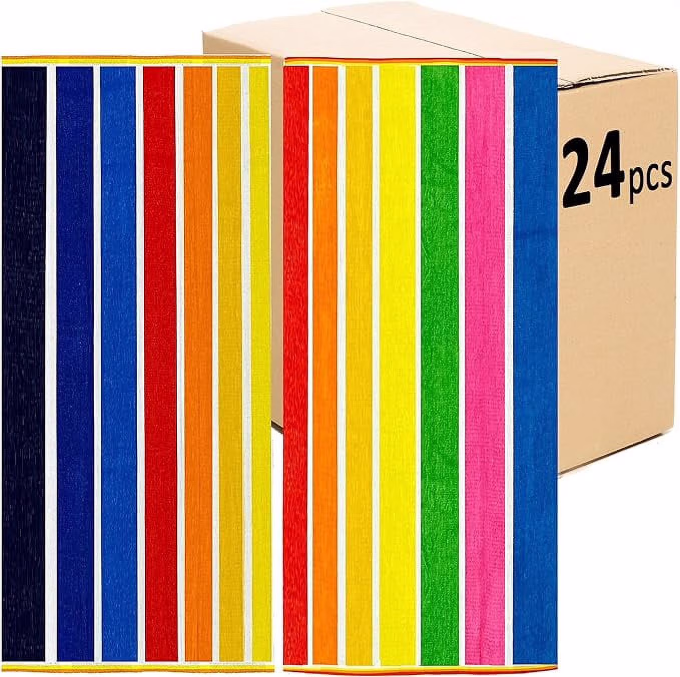 Ben Kaufman Sales 104850 30 x 60 in. Velour Graduated Stripe Towel, Multi Color - Pack of 24