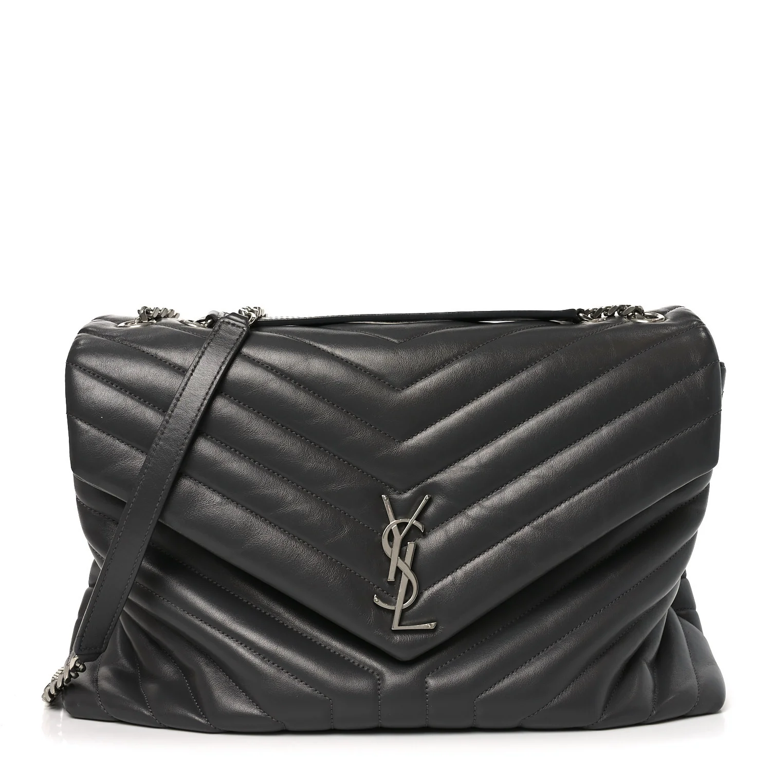 Calfskin Y Quilted Monogram Large Loulou Chain Satchel Earth